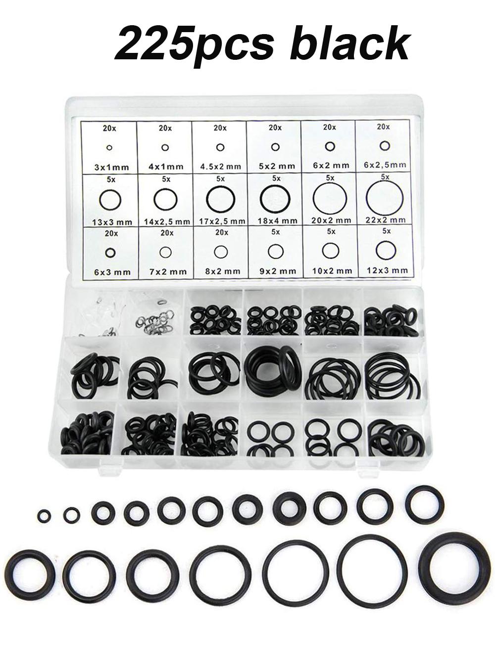 270/225Pcs 18 Sizes Air Conditioning HNBR O Rings Car Auto Repair Tools Rubber Air Conditioning Refrigerant Ring Sets Car Tools