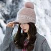 Korean Version of Autumn and Winter Hat for Women's Knitted Hat Cute Versatile Wool Ball Cap Thickened Cold Proof and Warm Duck Tongue Wool Cap