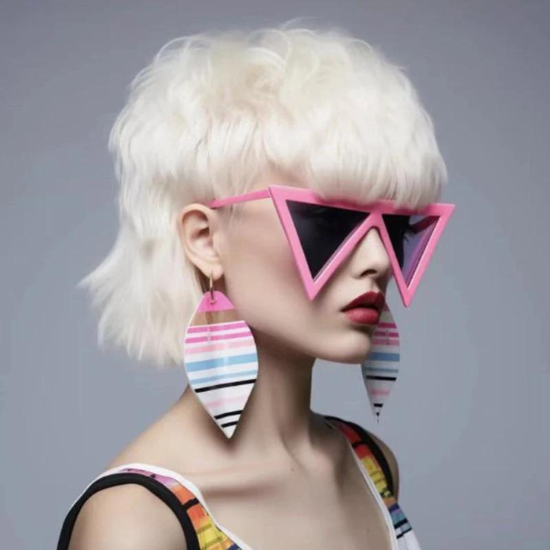 y2k Oversized Triangle Sunglasses Women For Men Luxury Brand Designer Vintage Punk Flat Top Popular Party Funny Sun Glasses