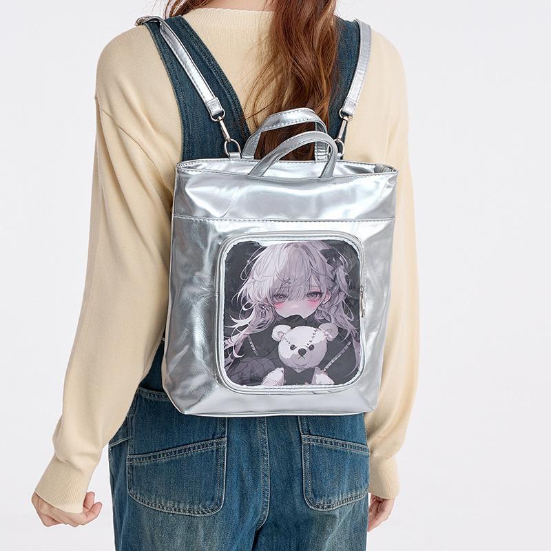 Trend Women S Bags, Two-Dimensional Pain Bags, Shoulder Handbags, Commuter Leisure Bags, Student Bags, Multi-Purpose Backpacks серебряный