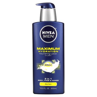 Uomo, Idratazione massima, Lozione nutriente 3 in 1, Aloe Vera, 16,9 fl oz (500 ml)