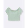 GU by Uniqlo BH Feel Cropped Raffung Off-Shoulder T-Shirt
