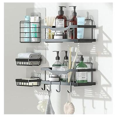 5 pièces organisateurs de douche de salle de bain étagères de douche pour douche intérieure avec porte-savon et porte-brosse à dents support mural paniers adhésifs montés
