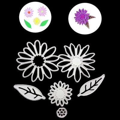 6 Stück/Set Gänseblümchen Metall Stanzformen Prägeschablonen für DIY Scrapbooking Fotoalbum Dekorative Papierkarten Herstellungswerkzeug