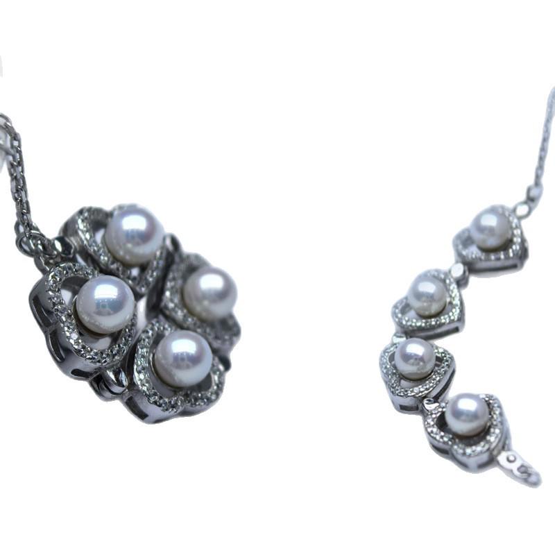 Zhuji Freshwater Pearl Four-Leaf Clover Pendant Sweater Chain Jewelry