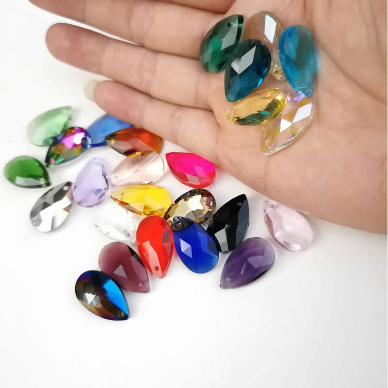Wholesale lots Faceted Hole Crystal Glass rhinestones Teardrop loose beads jewelry Jewelry beads accessories 8X12/10X14m