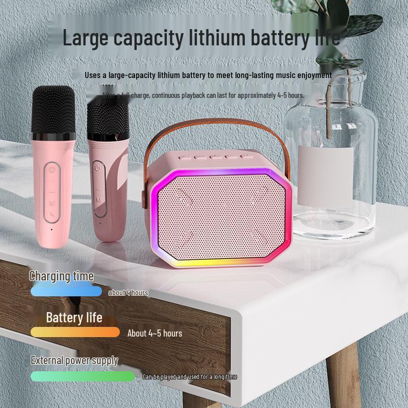 P3 Bluetooth Mini Speaker with Wireless Microphone for Home Karaoke