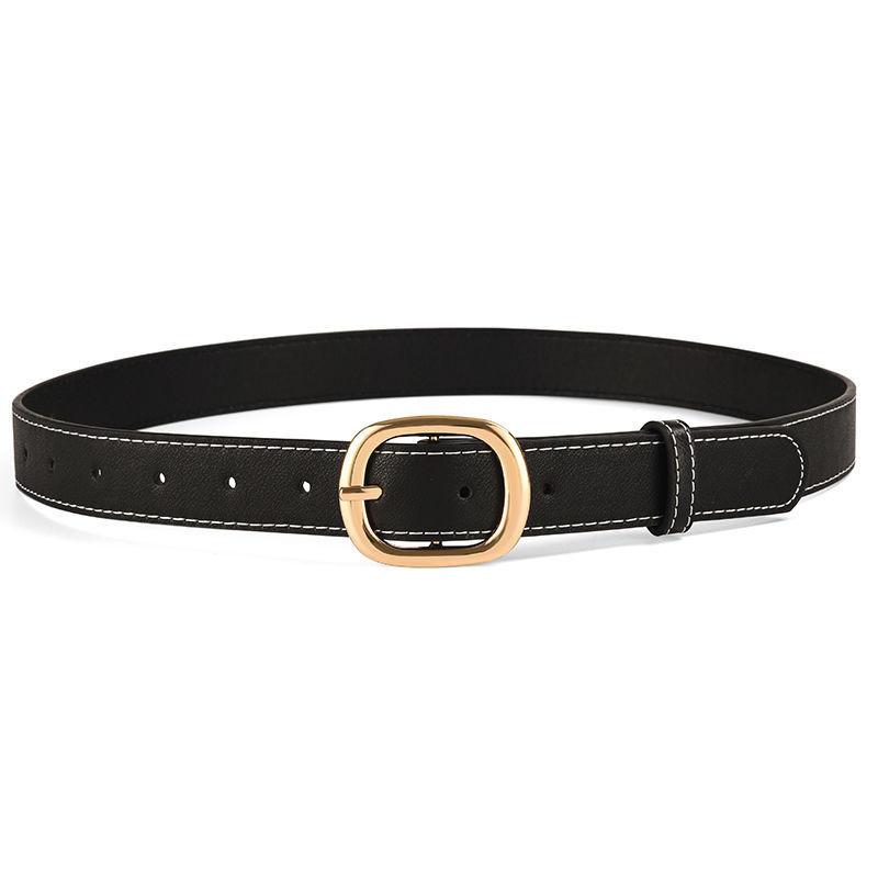 

Attractive Pu Womens Belt In Trendy Black And Brown With Stylish Gold Buckles For Casual Wear Black Gold