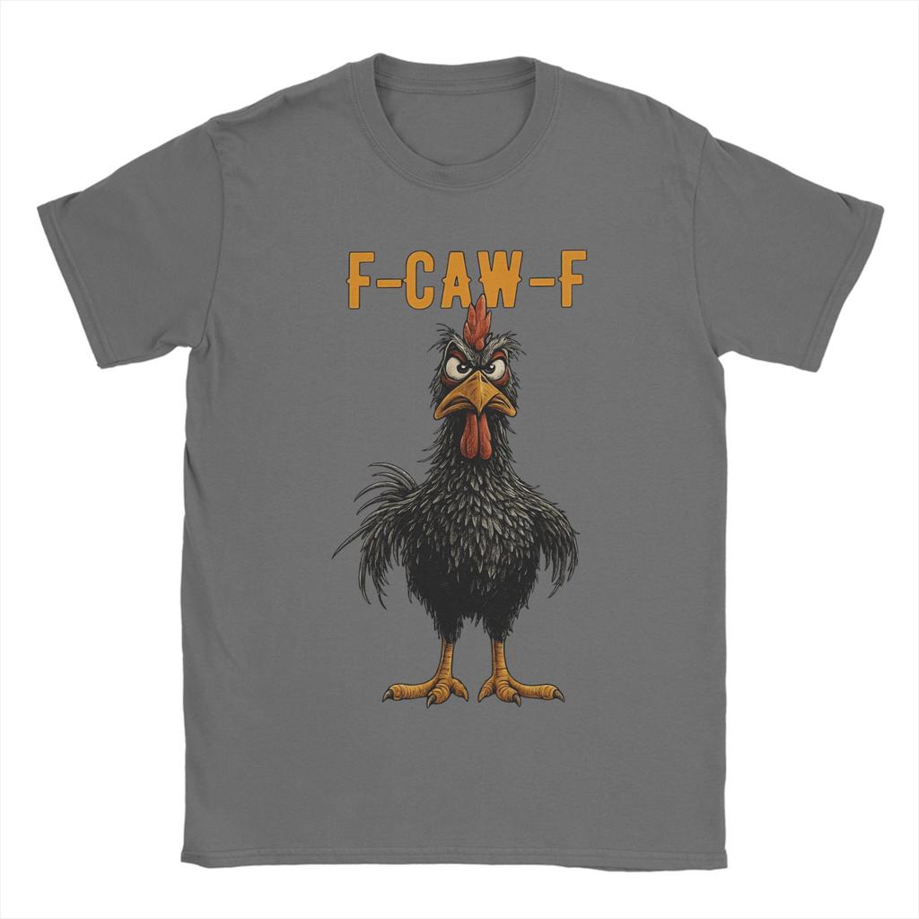 Funny F-Caw-F Black Angry Chicken Meme Cotton T Shirt For Men Summer Streetwear T Shirts O-Neck Harajuku Tee Shirt Big Size Tops