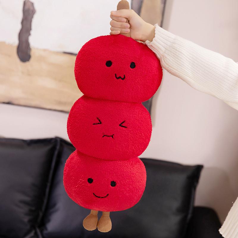 Red Tanghulu Shaped Plush Toy Cute Stuffed Doll Cartoon Kids Birthday Gifts