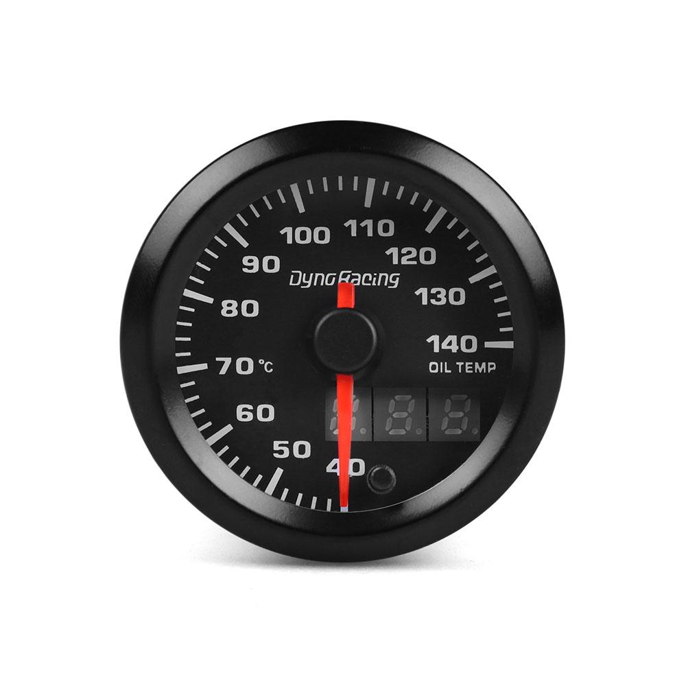 Dynoracing 52mm Dual Display Oil temp Gauge 7 colors Led 40-140 Celsius Oil temp meter with Stepper Motor BX101499