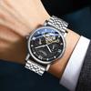 CHENXI Fashion Automatic Mechanical Watch Sun Moon Phase Tourbillon Waterproof Leather Strap Alloy Case Men's Watch