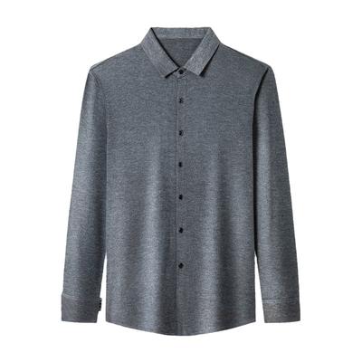 Autumn and Winter Thick Cashmere Shirt for Middle-aged Men Business Casual Solid Color Long-sleeved No-iron Anti-wrinkle Warm Shirt