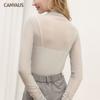 Women'S Autumn See-Through Sexy Mesh Knitted Long-Sleeved T-Shirt Top Fs391A