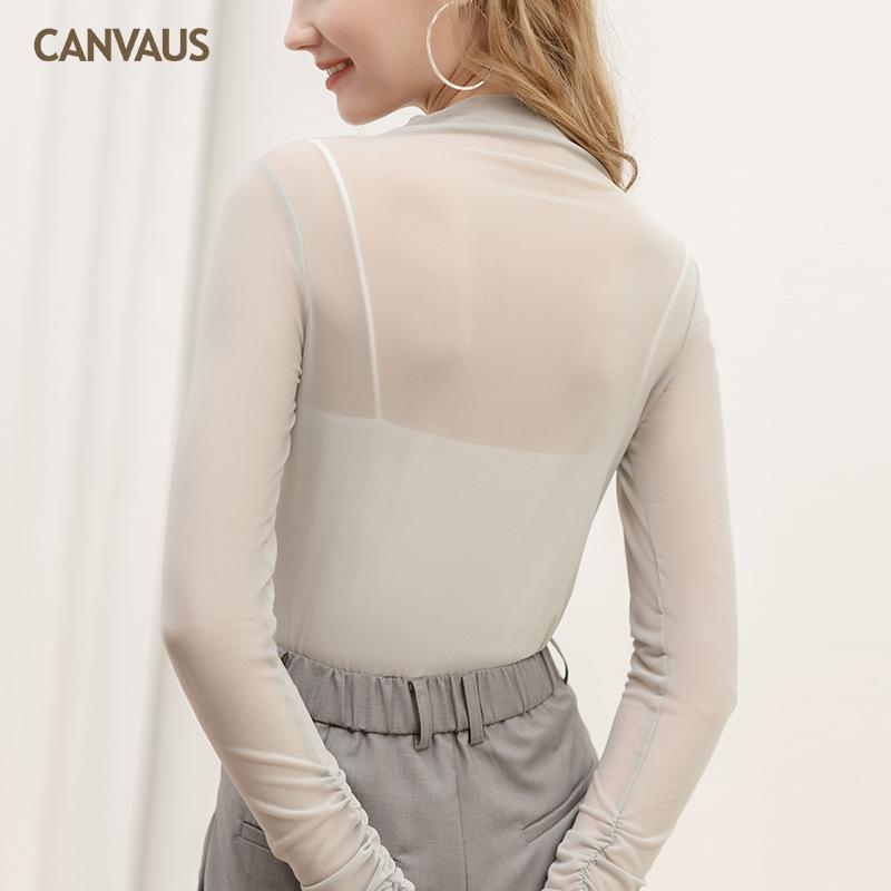 Women'S Autumn See-Through Sexy Mesh Knitted Long-Sleeved T-Shirt Top Fs391A