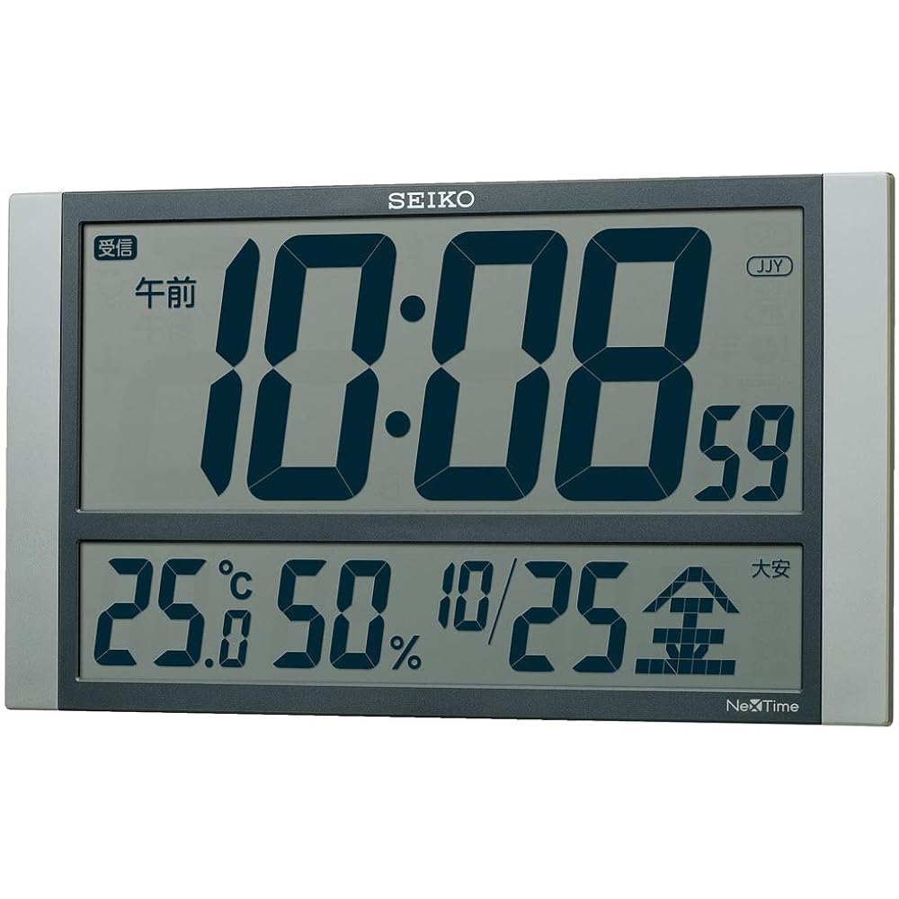 Seiko Clock Wall Clock Office Type Radio Wave Large Digital Calendar Temperature Humidity Display...