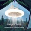 Portable Camping Ceiling Fan with Super Bright Light, USB Rechargeable, Three-Color Dimming, and Powerful Wind.