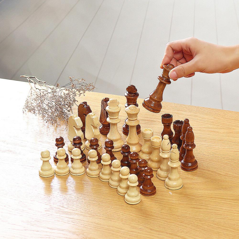 Buy 32 Piece Large Wooden Carved Chess Pieces Hand Crafted 82mm Sets