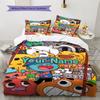 Cartoon Characters Collage Custom Name Pattern Bedding Quilt Set Quilt Cover Pillowcase Home Birthday Gift(1 * Duvet Cover + 2 * Pillowcase, Without C