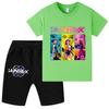 WA1236 Kinder Jungen Mädchen Kpop Rumi Zoey Mira Print Kurzarm T-Shirt Shorts Hosen Sets