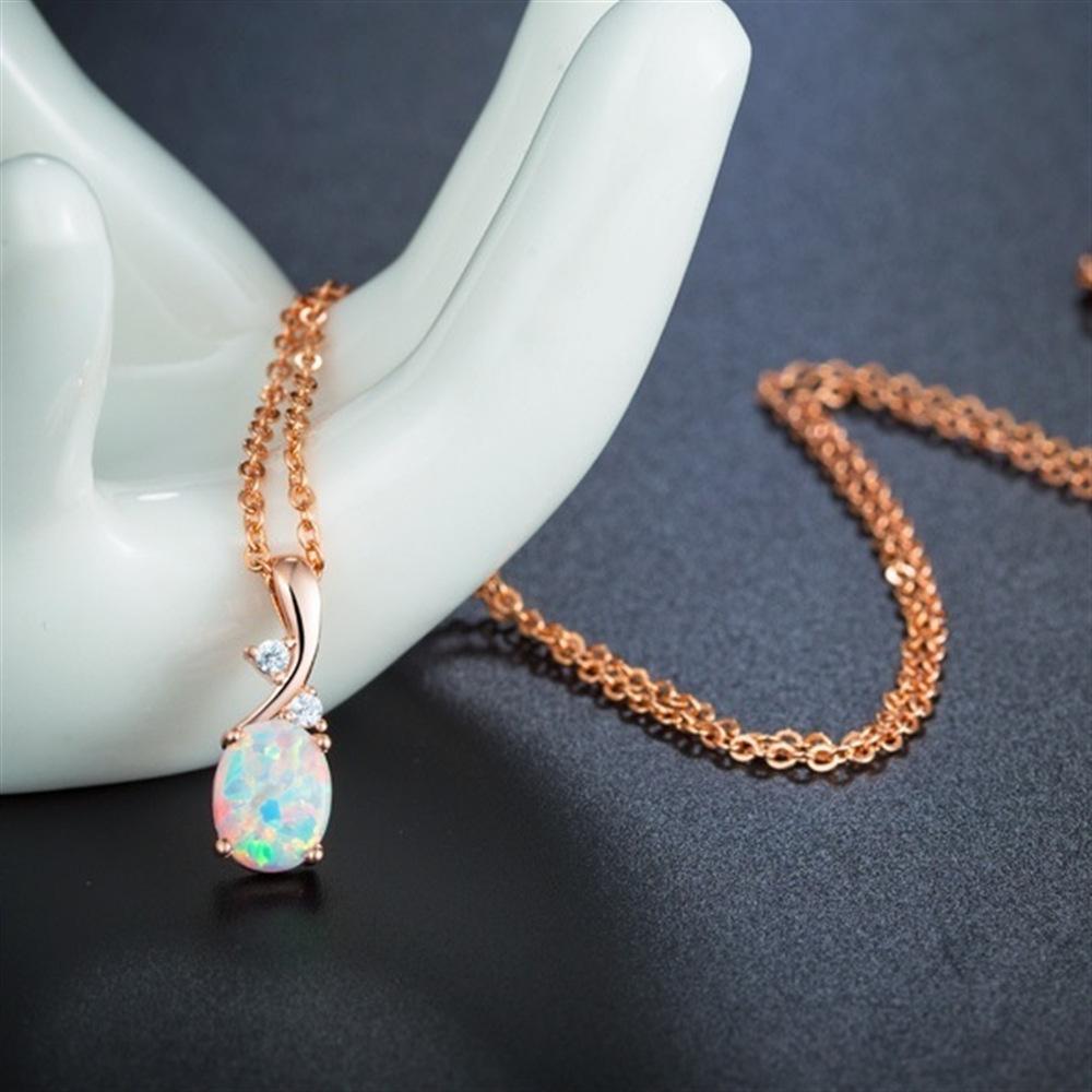 Bohemia Imitation Oval White Opal Pendant Necklace For Women Girl Party Glamour Jewelry Engagement Wedding Band Accessories