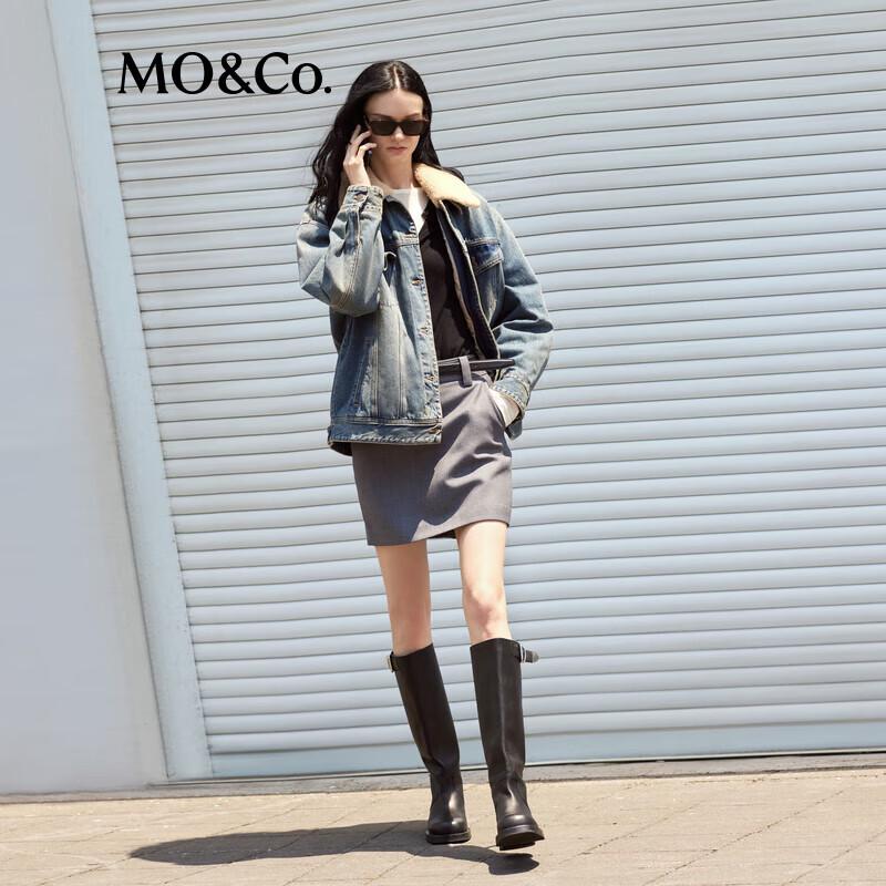 

MO&Co. Женская винтажная джинсовая куртка с плюшевым воротником M 165