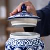 Achtkante Blauw Witte Jingdezhen Porseleinen Pot Keramische Opslag Thee En Snacks Container Elegante Display Huis Keukengerei