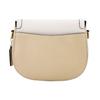 Coach Jade 21 Fashion Trend Logo Litchi Texture Color Block Leather Saddle Bag Women Shoulder Bag White Light-Brown 91164-OLQE7