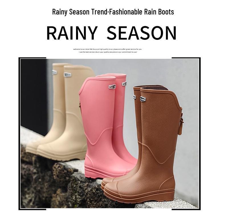 Unisex High-Top Waterproof Rain Boots - Lightweight, Non-Slip, Long Rubber Overshoes for Outdoors