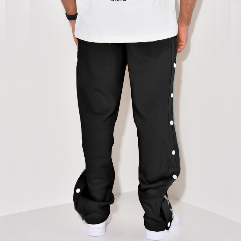 Men's casual sports buttoned trousers men's autumn new loose straight drawstring large size trousers