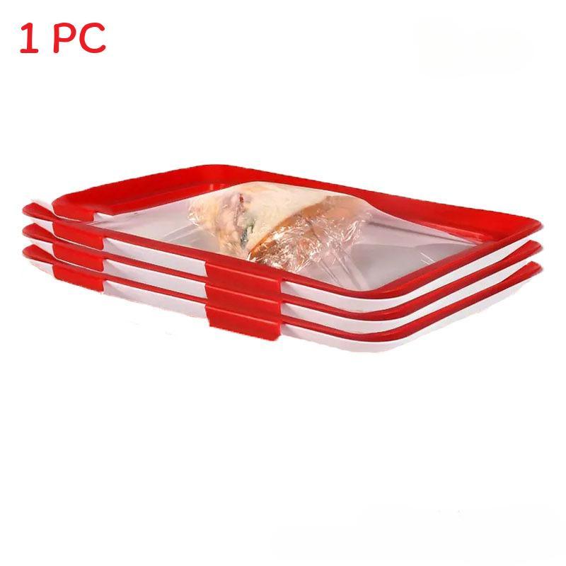 Plastic Vacuum Freshness Tray With Transparent Cover For Food Preservation