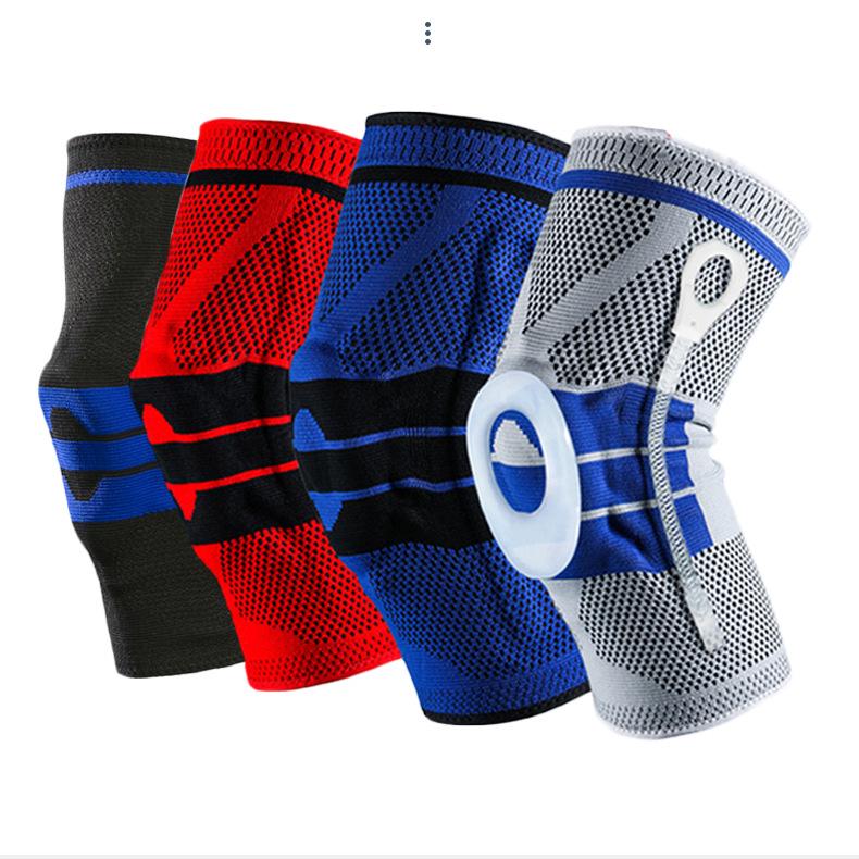 Silikon-Feder-Kniebandage für Basketball, Laufen, Bergsteigen und Outdoor-Sportarten