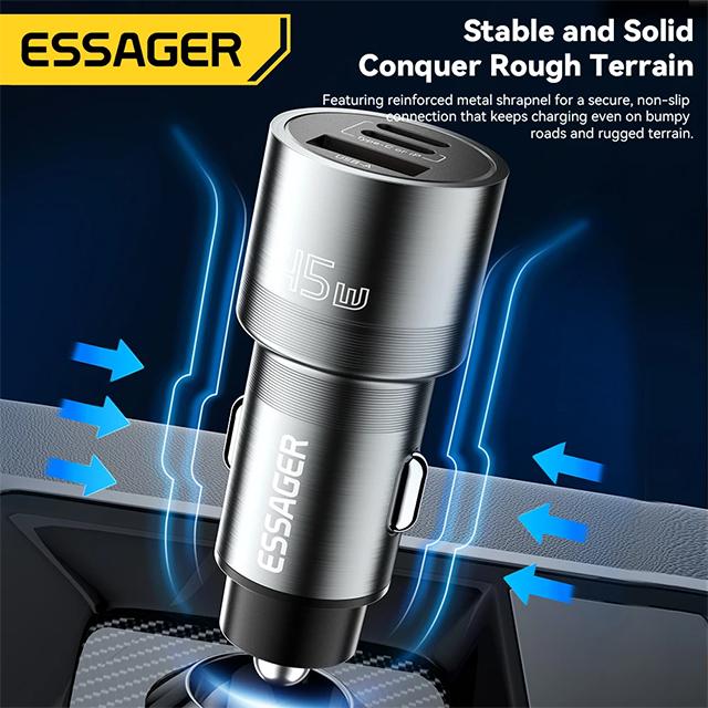Essager IP Port Car Charger USB Type C PD QC 3.0 PPS 45W Fast Charging for iPhone 15 MacBook Samsung Xiaomi Mobile Phone Charger