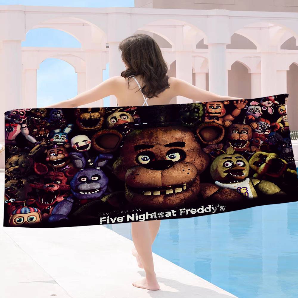 Classic F-Fnaf Horror Game Beach Towel Colorful Bath Towels For Girl Quick Dry Custom Sand Free Beach Yoga Spa Gym Pool