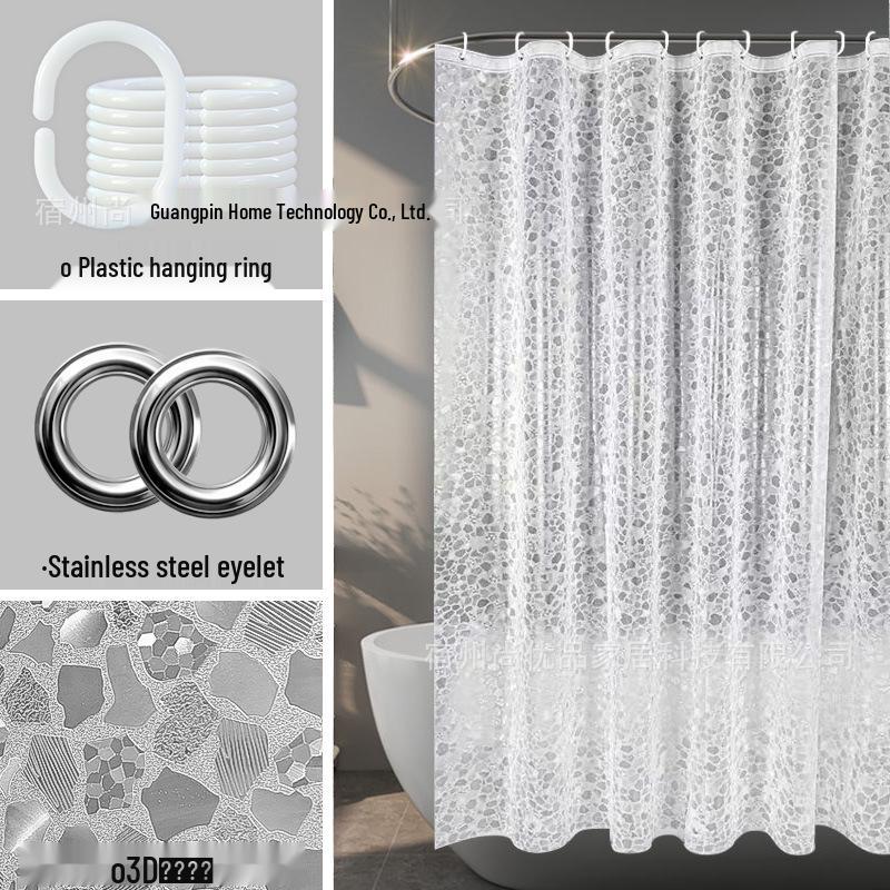 3D Transparent PEVA Waterproof Shower Curtain