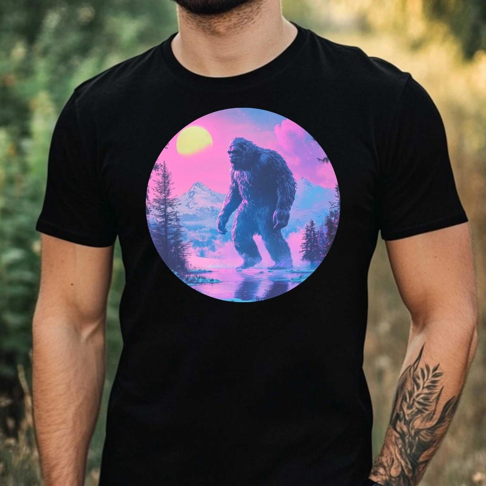 T-Shirt Herren Bigfoot Vaporwave Motiv Baumwolle Größe XS bis 5XL L