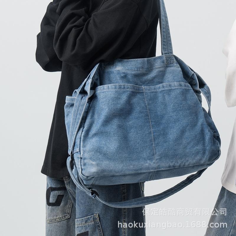 Tote bag women's 2025 new large-capacity commuter bag autumn and winter versatile denim shoulder college student class bag