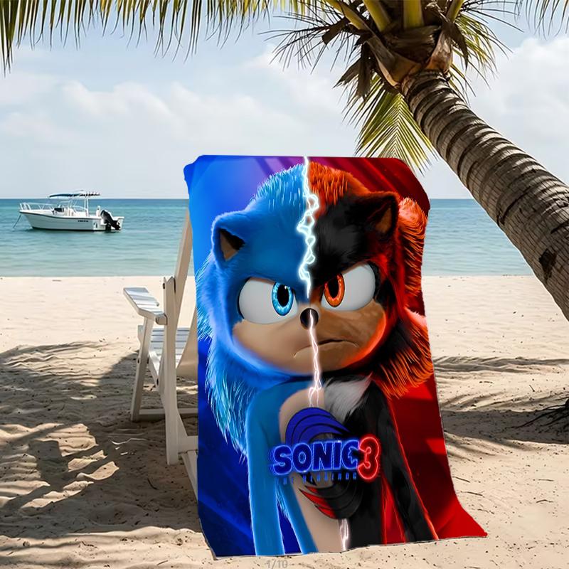 Beach Towel with Sonic the Hedgehog Pattern - Soft,absorbent,machine Washable Lightweight&Modern,swimming,Travel Essentials
