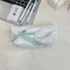 Ins Style Simple Fabric Pencil Case Bowknot Makeup Bag Large Capacity Storage Bag Stationery Pouch School Supplies Girls Gift