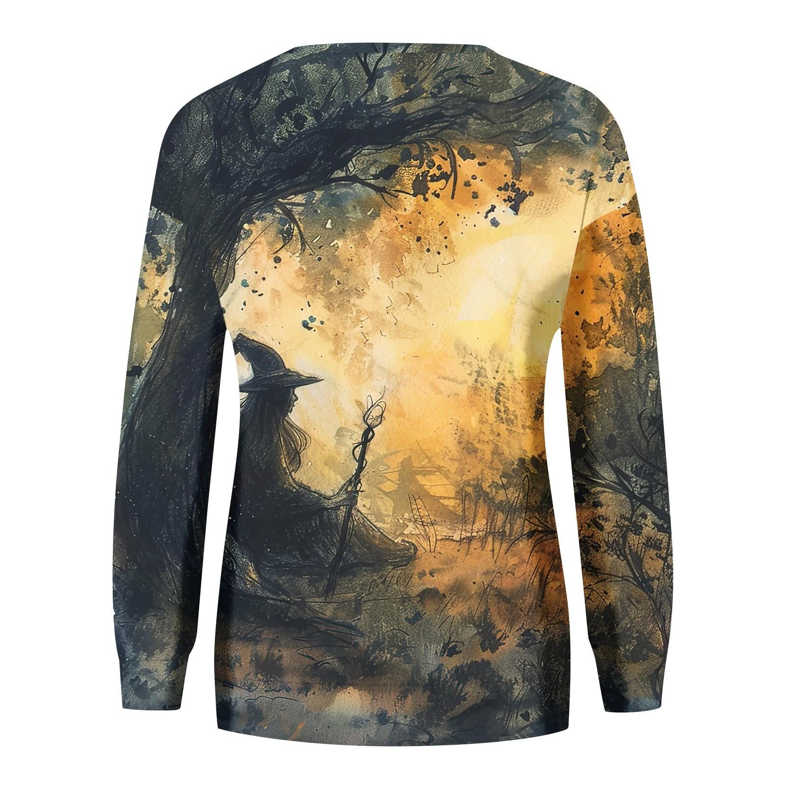 Женская мода повседневная толстовка с капюшоном с длинным рукавом и принтом на Хэллоуин — фото 5