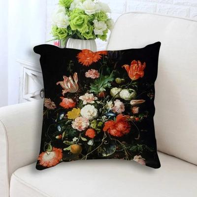 Retro Plant Flower Art Oil Painting Printed Pillow Case Home Decoration Bedroom Room Living Room Sofa Cushion Cover X