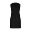 Ärmelloses V-Ausschnitt Wickel Bodycon Kleid mit dekorativen Knöpfen und asymmetrischem Saum für Damen Büroparty
