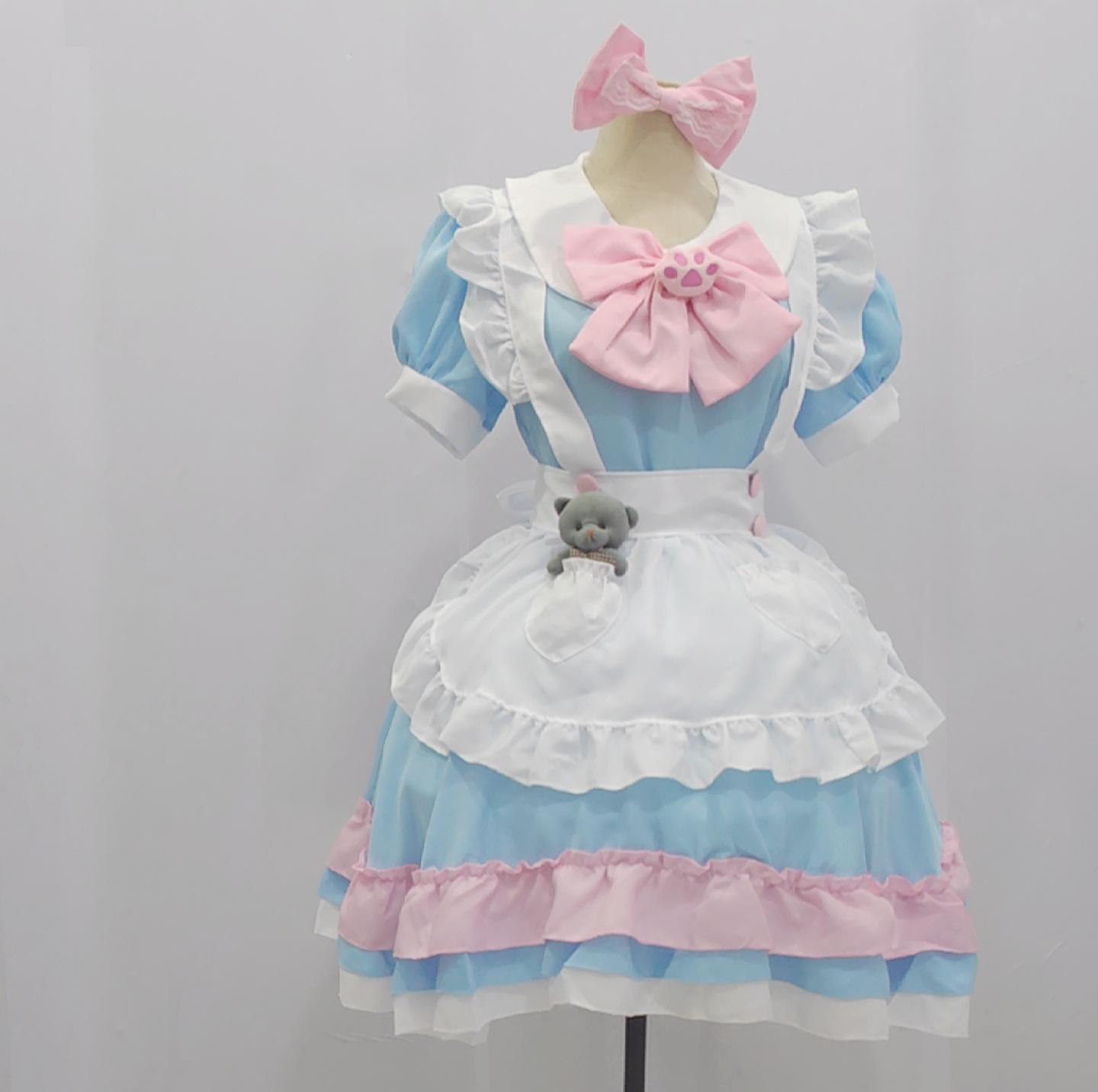 

Blue pure maid cos dress sweet cute maid dress, dress XL синій