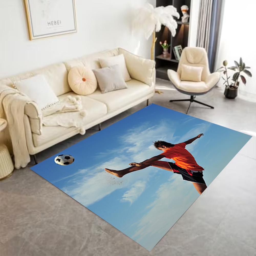 Soccer Ball Stormy Sky Floor Mat Perfect for Dining Room Outdoor Entryway Balcony Anti-slip Rug Anime Office Decor Spiritual Gift