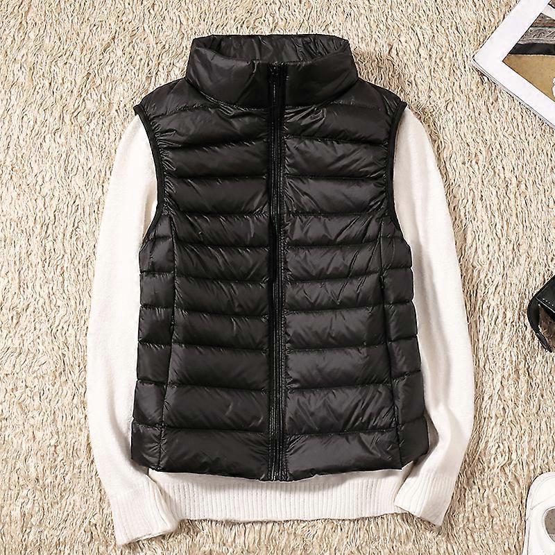 Winter Warm Vest Jacket Black Stand Collar Winter Sleeveless Vests Short Vest White Duck Down Jacket Female Waistcoat Gilet Vest