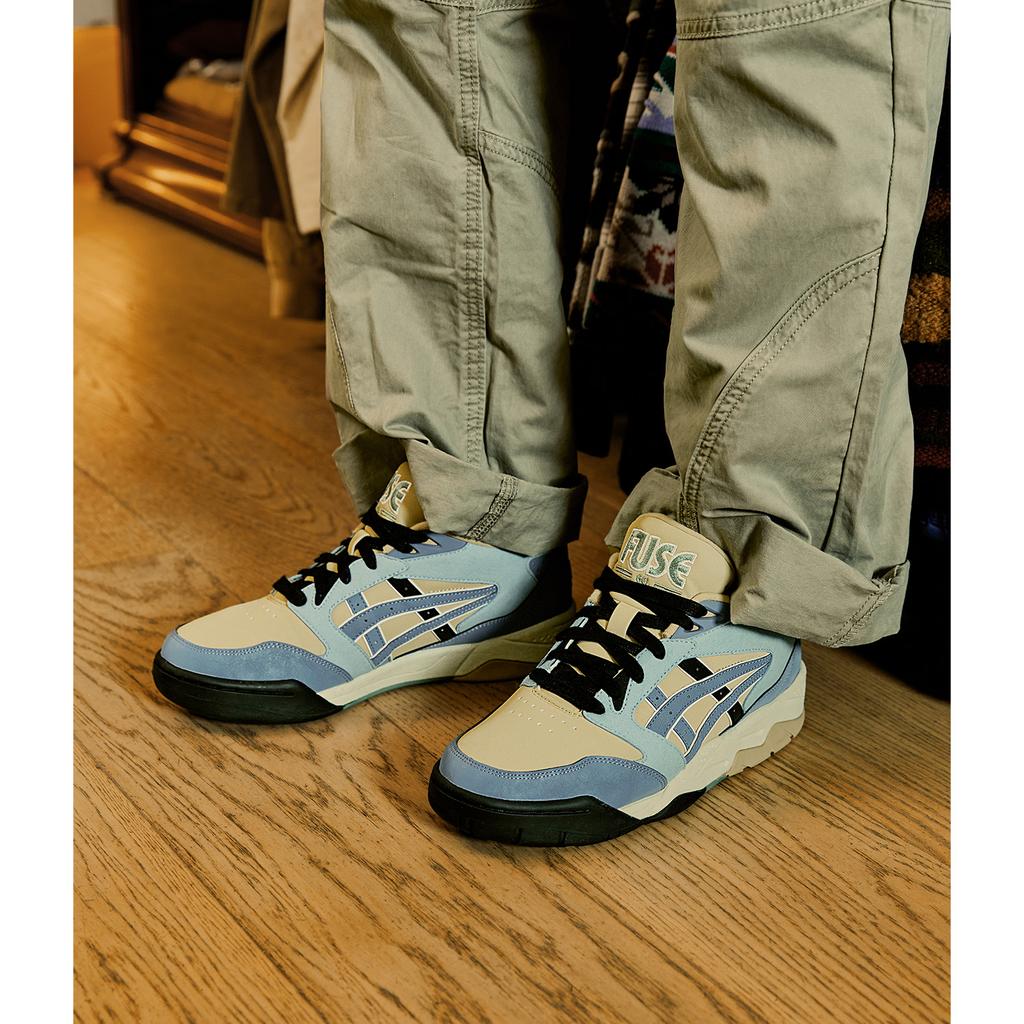 Asics Gel-Fuse Fabric Synthetic Leather Retro Versatile Low-Top Lifestyle Casual Shoes Unisex Sneaker Khaki Blue 1203A530-200