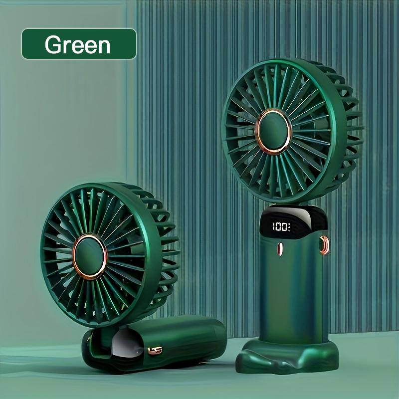 

Portable Mini Fan With 6 Speeds LED USB Rechargeable Charging Small Foldable Battery Fans Handheld Desk Bedroom Indoor Outdoor зелений