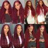 13 * 4 Front Lace Wig, Women's Medium Small Roll Burgundy Long Curly Hair Full Headgear