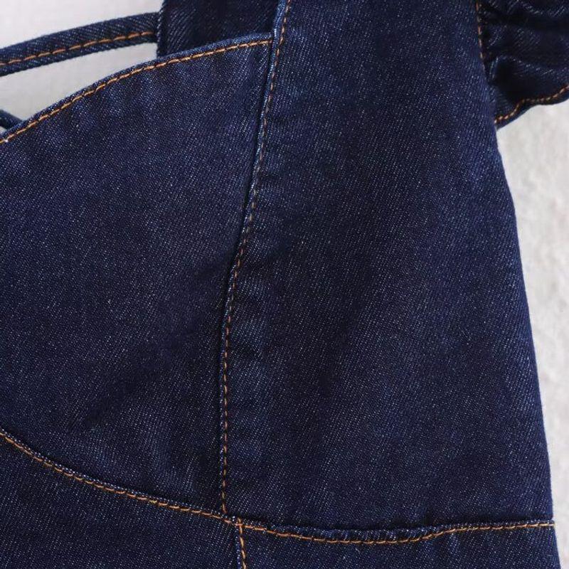 Kaslead New Arrival Women's Fashion Style Fashion Wash Denim Flying Sleeves Design Vest Skirt