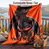 Custom Text Flannel Throw Blanket, Lightweight Cozy Bed Sofa BlanketPredator